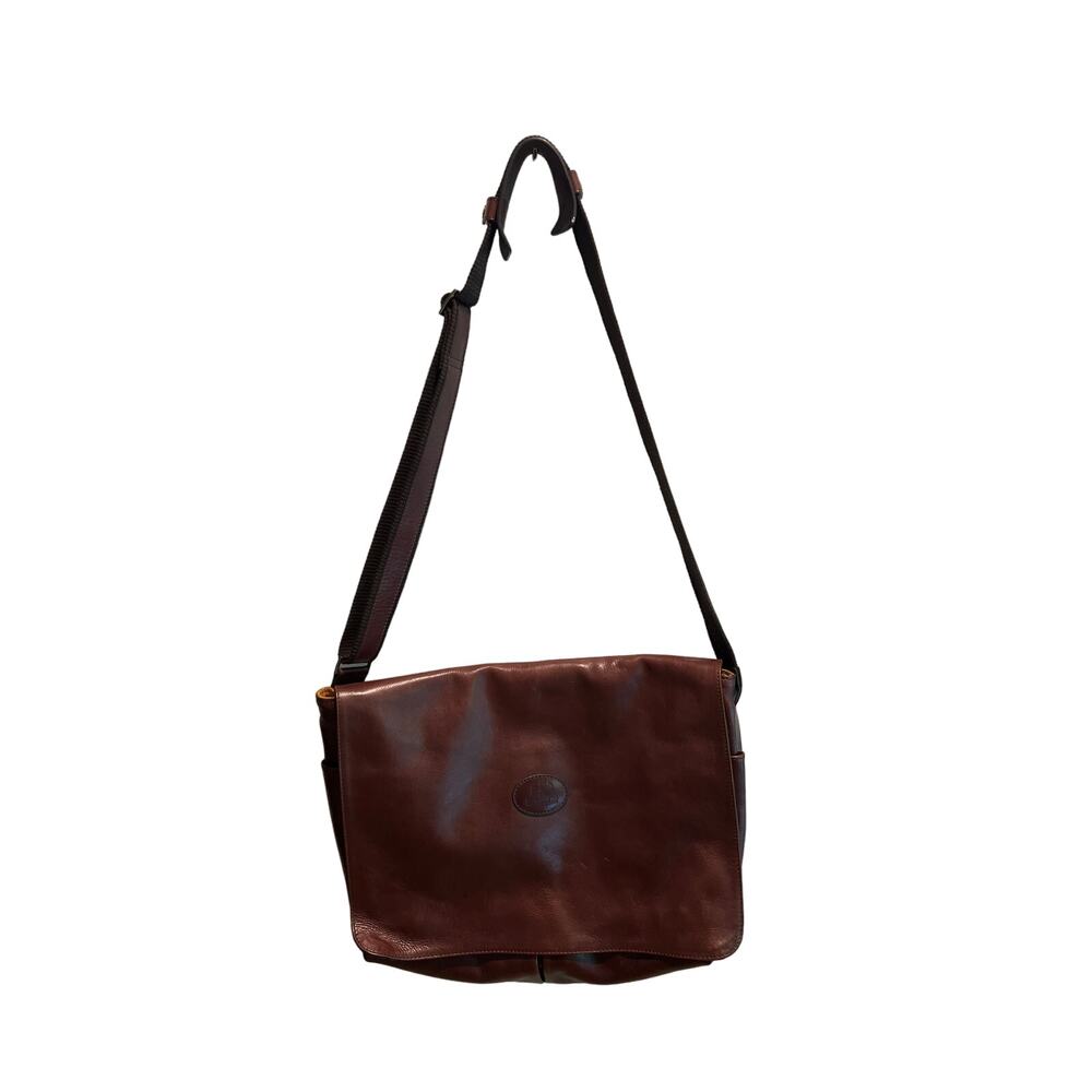 Brown Leather Saddle Bag with lots of pockets